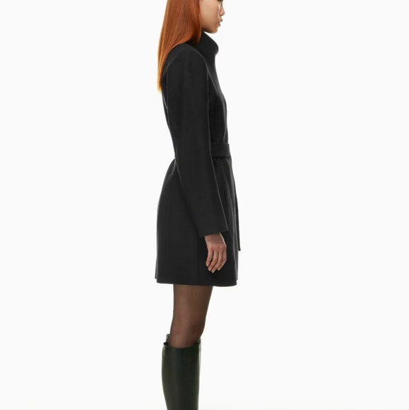 Babaton Conner Coat Wool Funnel Neck Midi Coat Navy - Picture 4 of 10